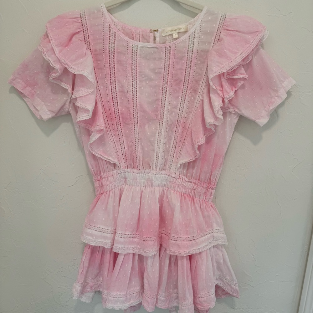 LoveShackFancy Natasha Mini Dress Peony Pink Size P (00)